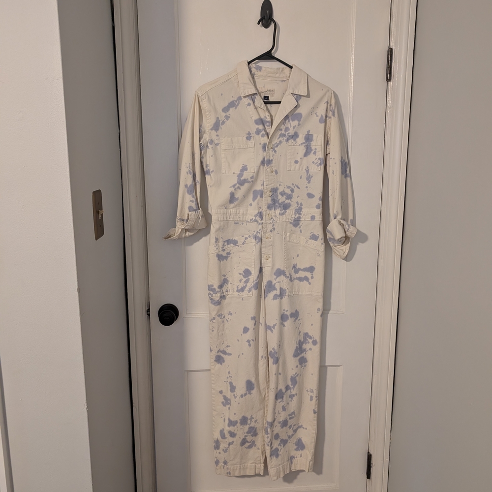 Universal Thread Cream and Blue Jumpsuit